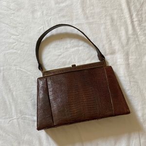 Vintage Faux Alligator Clasp Bag